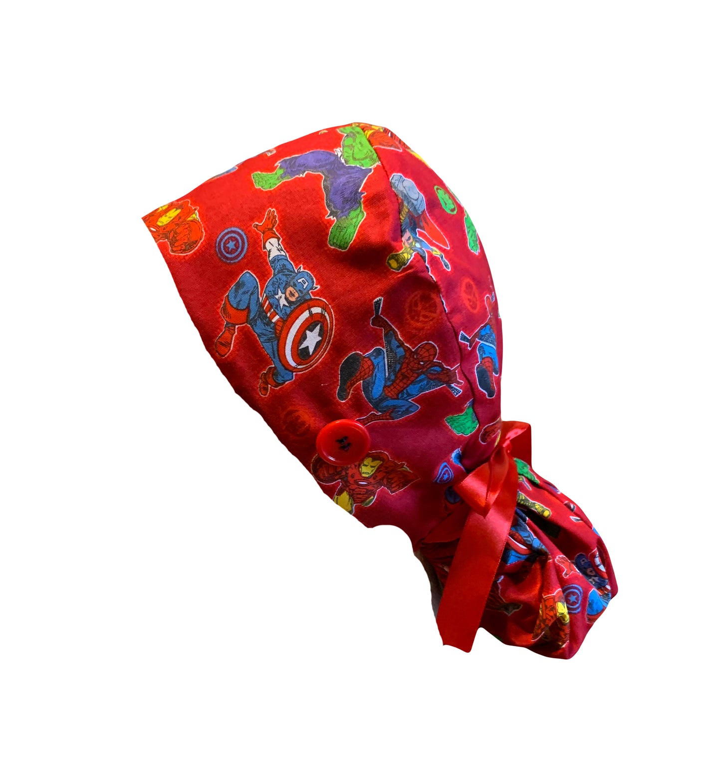 Super Heros Red Scrub Cap