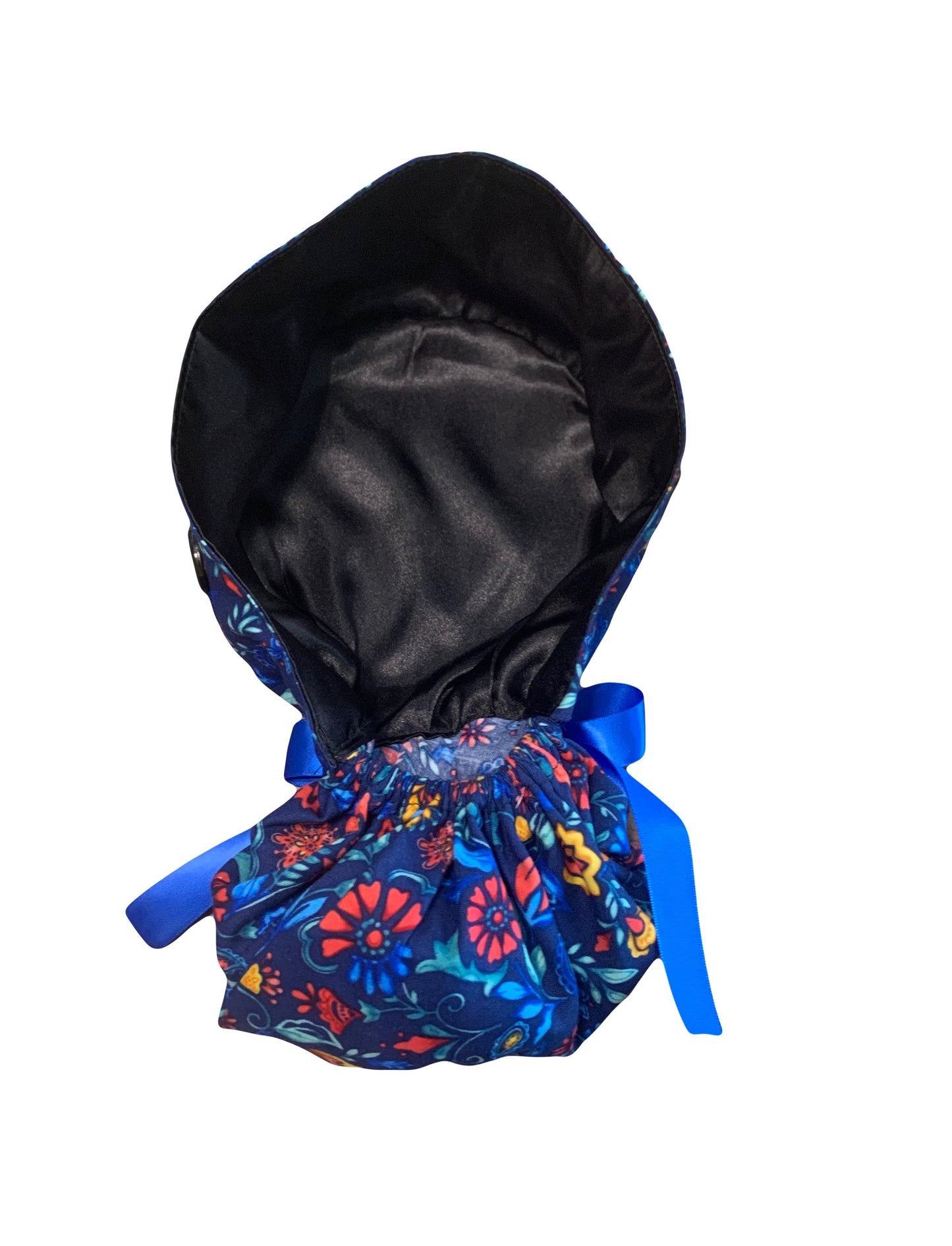 Flowers Navy Red Scrub Cap