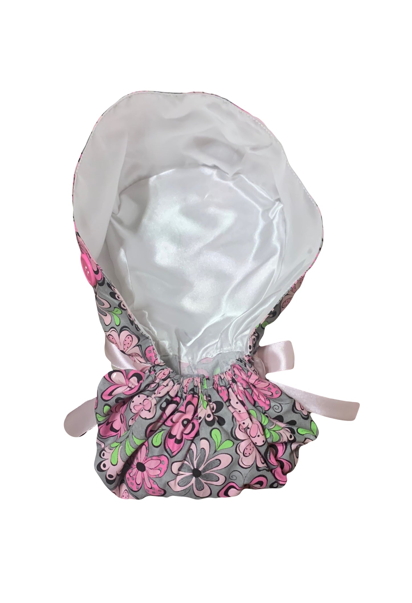 Pink Flowers Scrub Cap