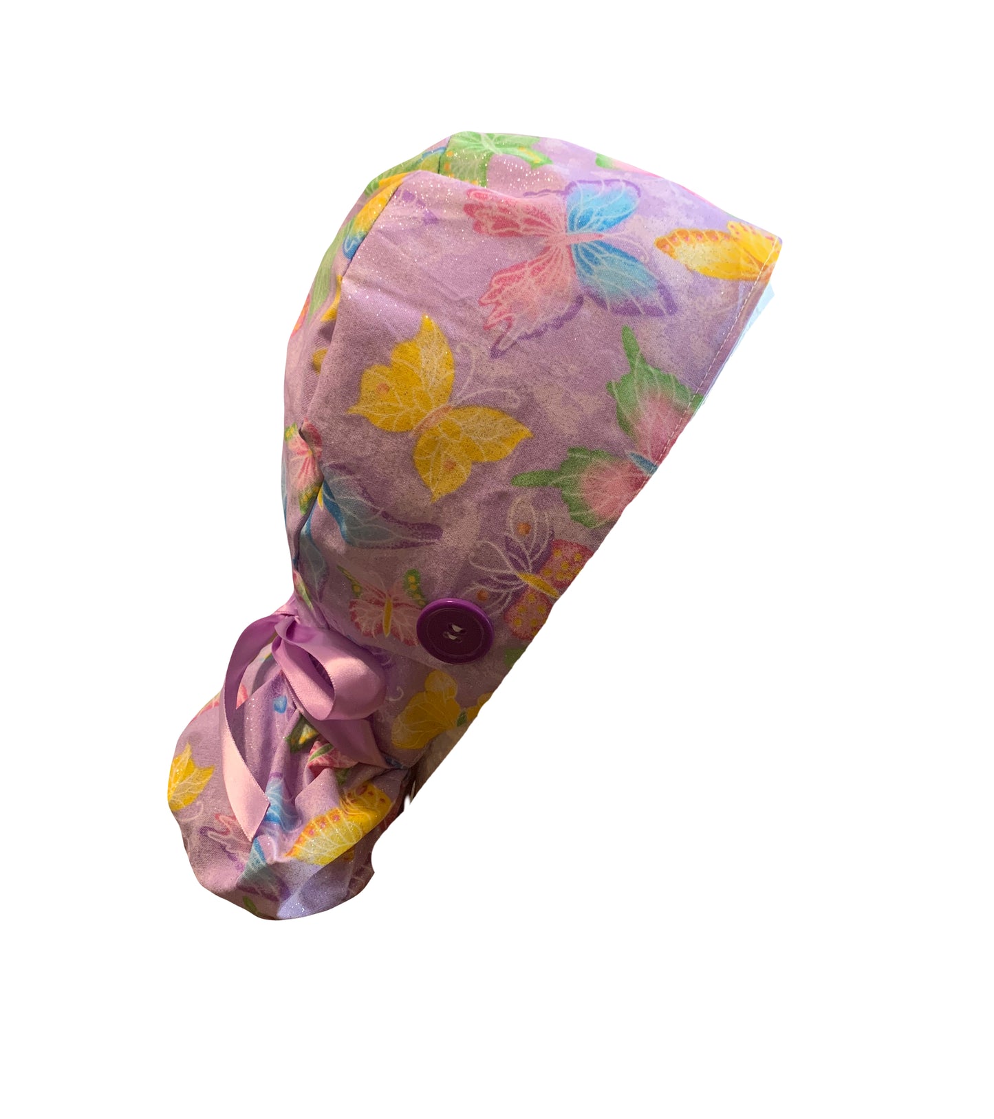 Purple Butterflies Scrub Cap