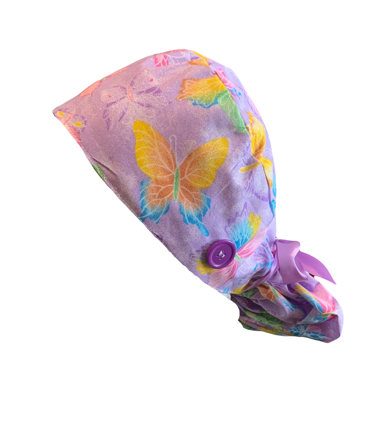 Purple Butterflies Scrub Cap