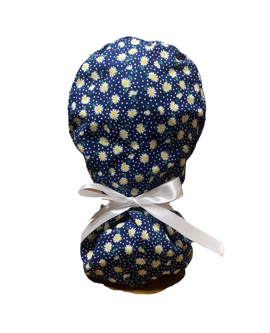 Navy Daisies Scrub Cap