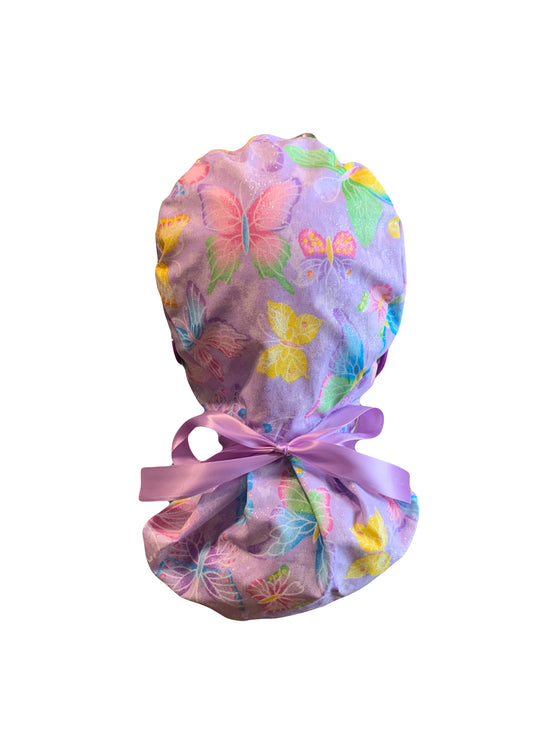Purple Butterflies Scrub Cap