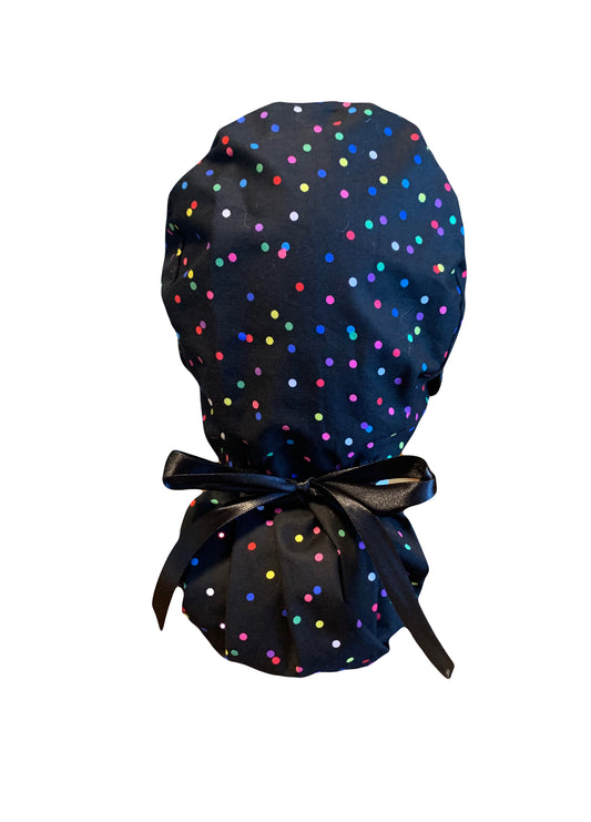 Black Dots Scrub Cap
